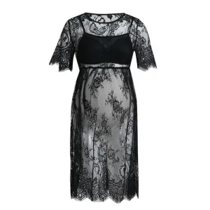 Pregnant Women Lace Short Sleeve Dress Fancy Photography Maternity Dress