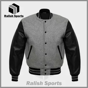 Premium Quality Grey Varsity Jacket