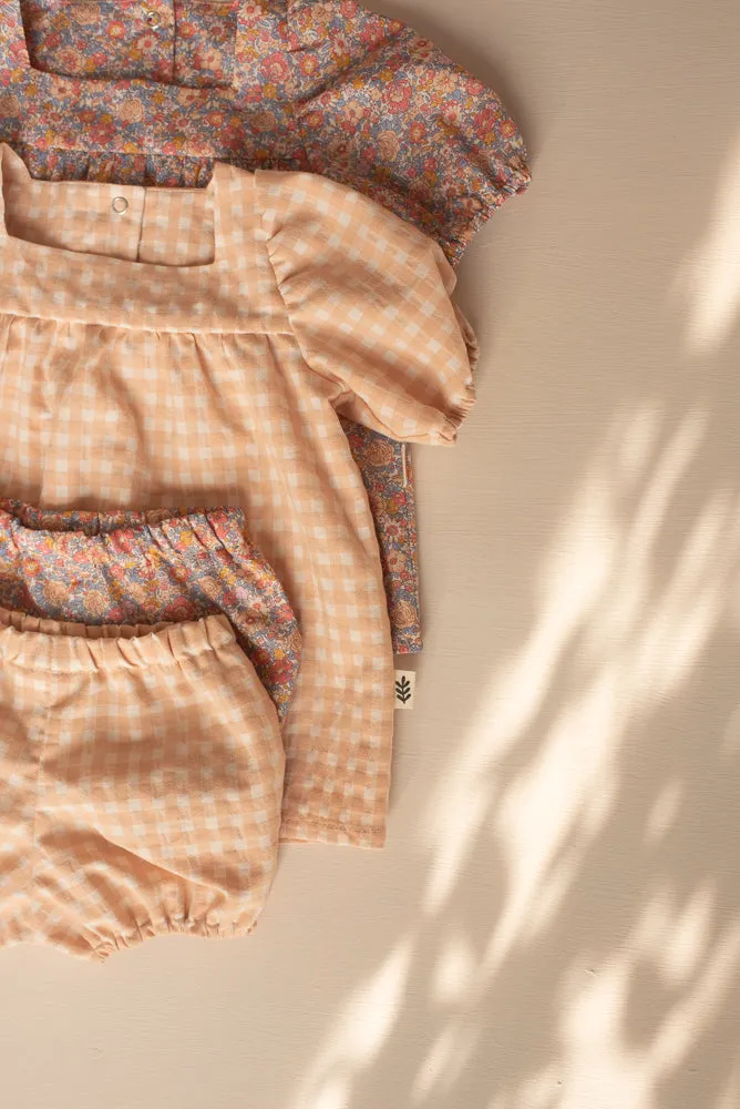 Puffed Shorts - Gingham Peach