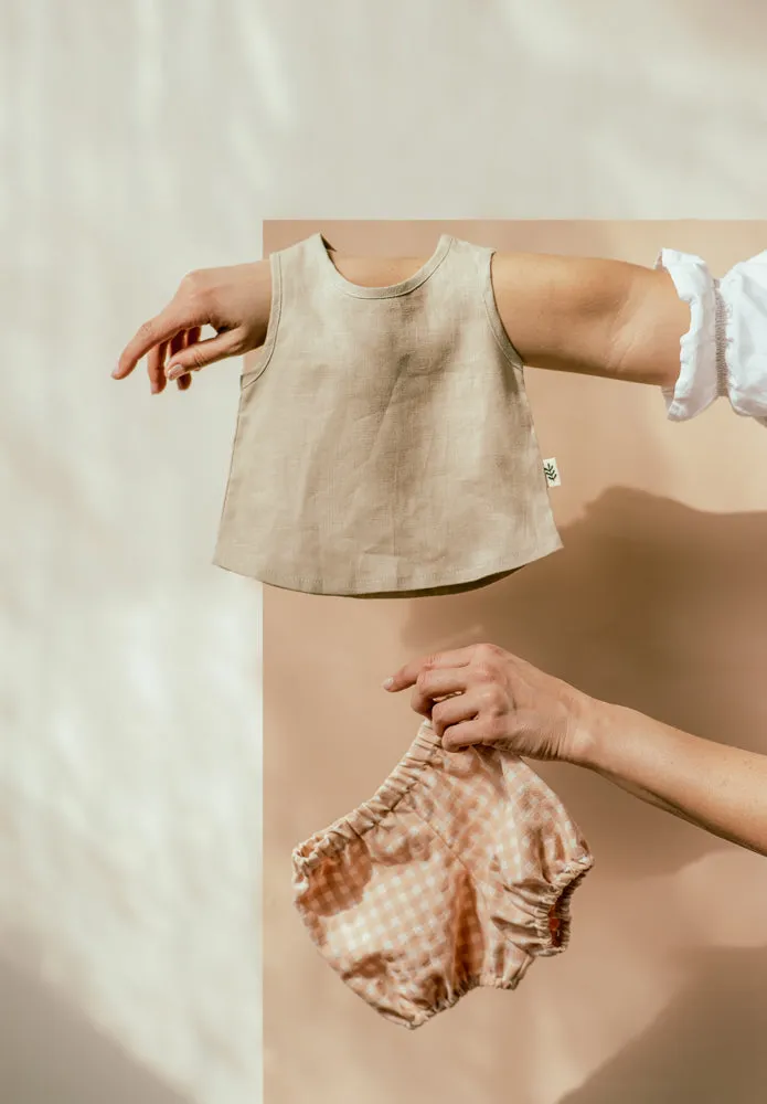 Puffed Shorts - Gingham Peach