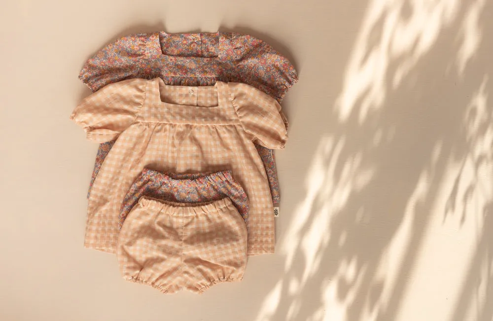 Puffed Shorts - Gingham Peach