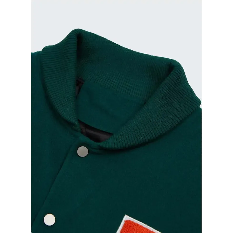 Ready Y2K Embroidered Green Varsity Jacket for Vintage Streetwear
