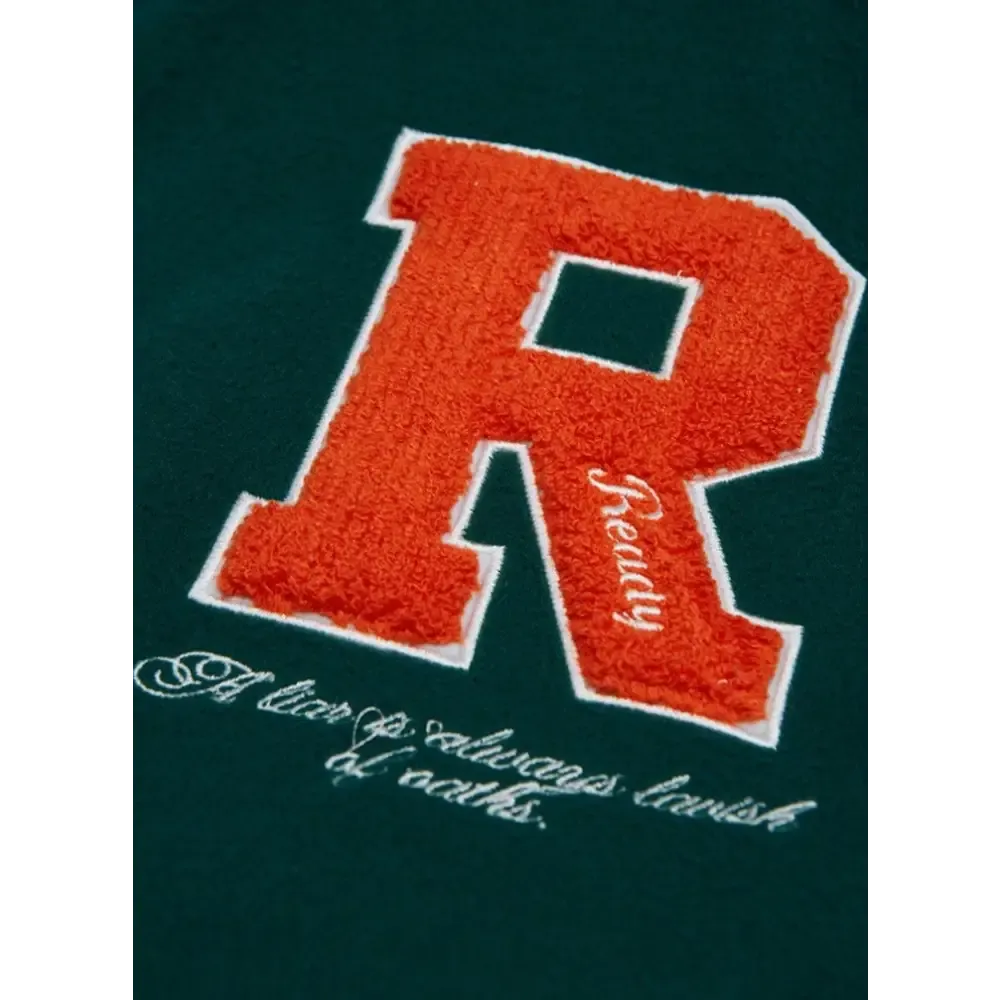 Ready Y2K Embroidered Green Varsity Jacket for Vintage Streetwear