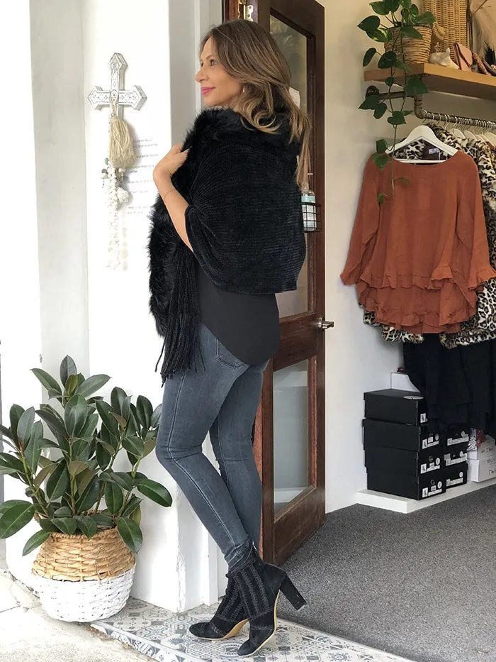 Reece Faux Fur Trim Wrap