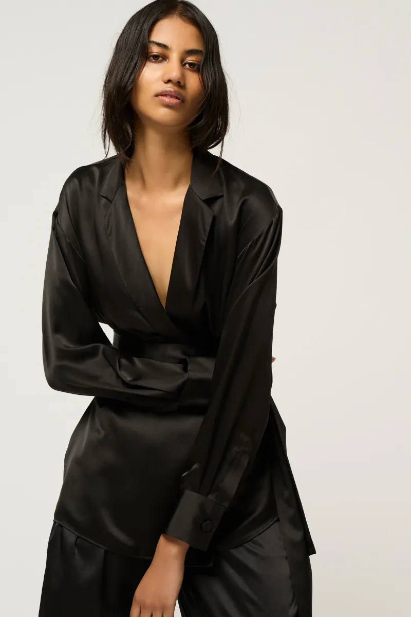 RELAXED SILK WRAP SHIRT