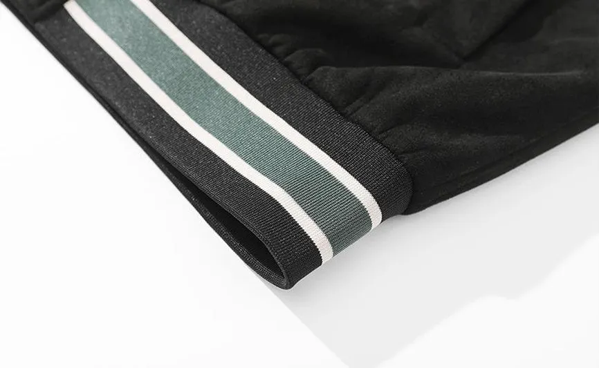 Retro Solid Varsity Jacket with Elastic Band Cuffs and Hem