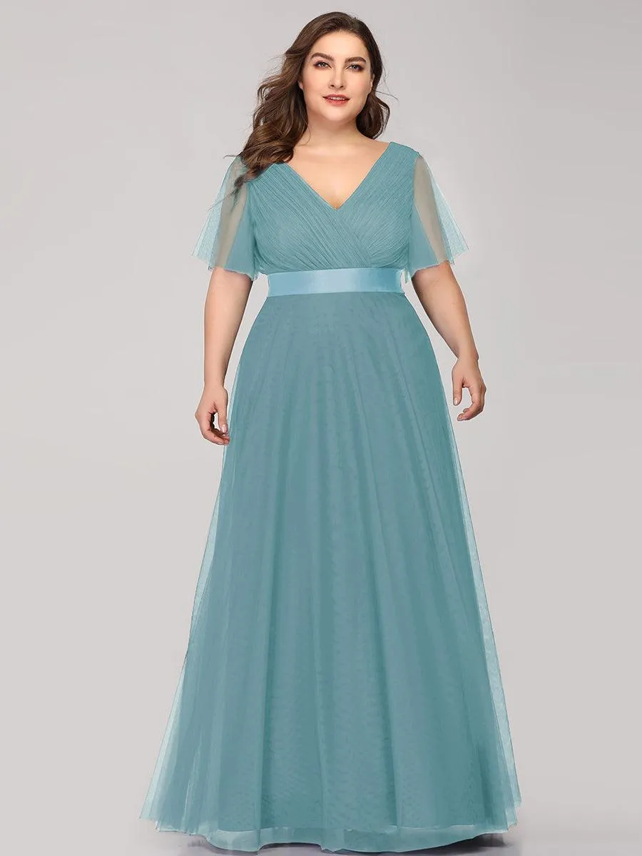Robe de soirée grande taille pour femmes avec manches courtes