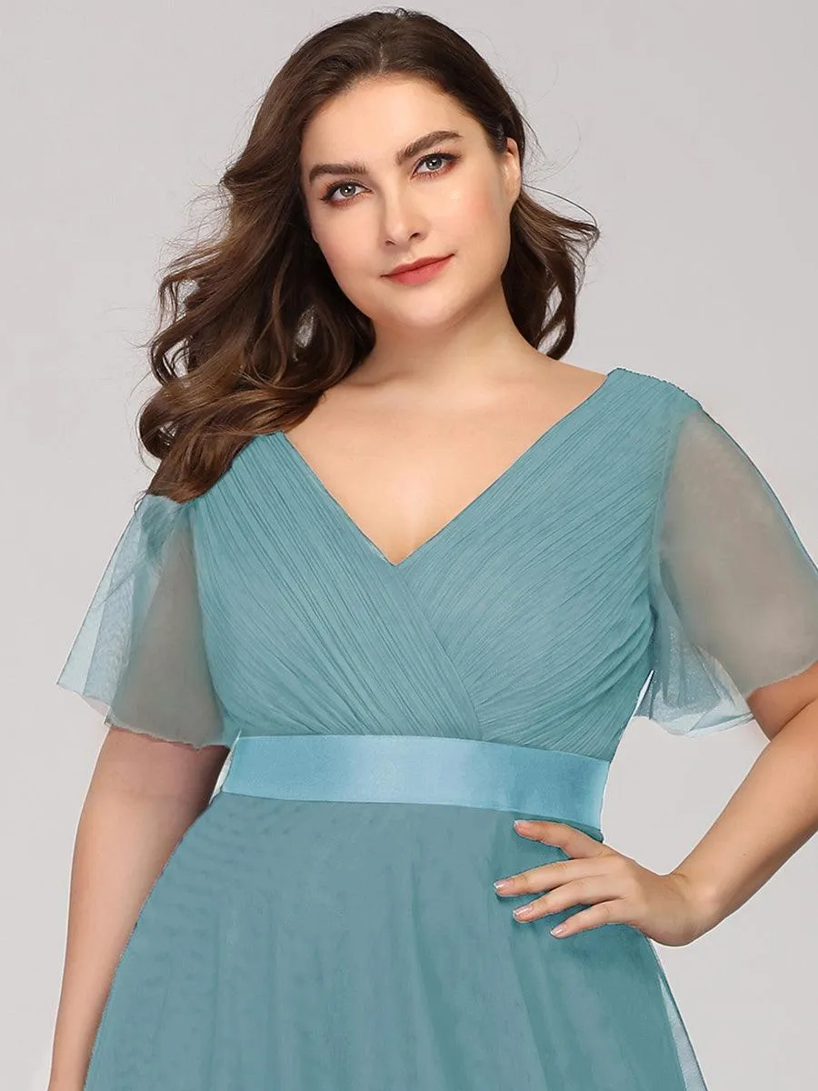 Robe de soirée grande taille pour femmes avec manches courtes