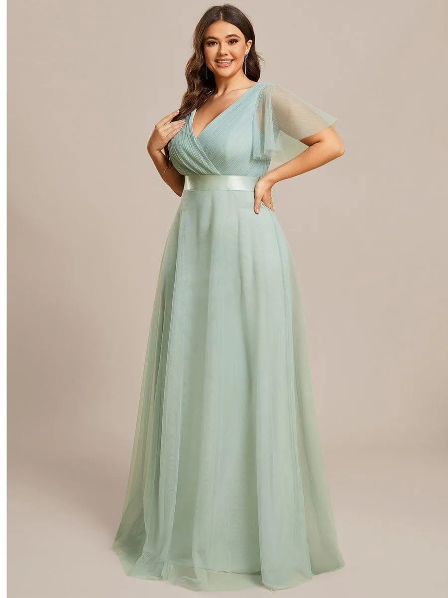 Robe de soirée grande taille pour femmes avec manches courtes