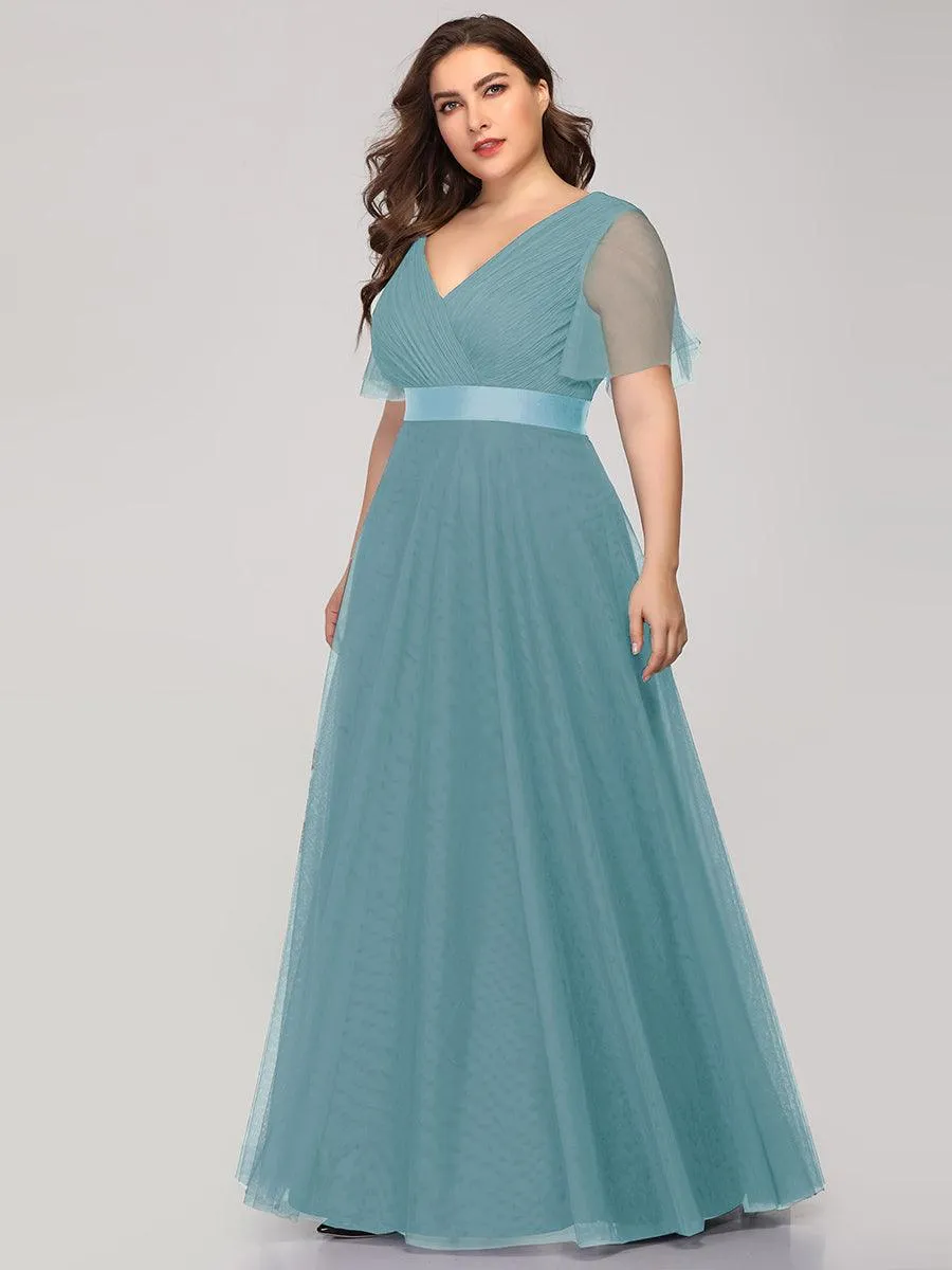 Robe de soirée grande taille pour femmes avec manches courtes