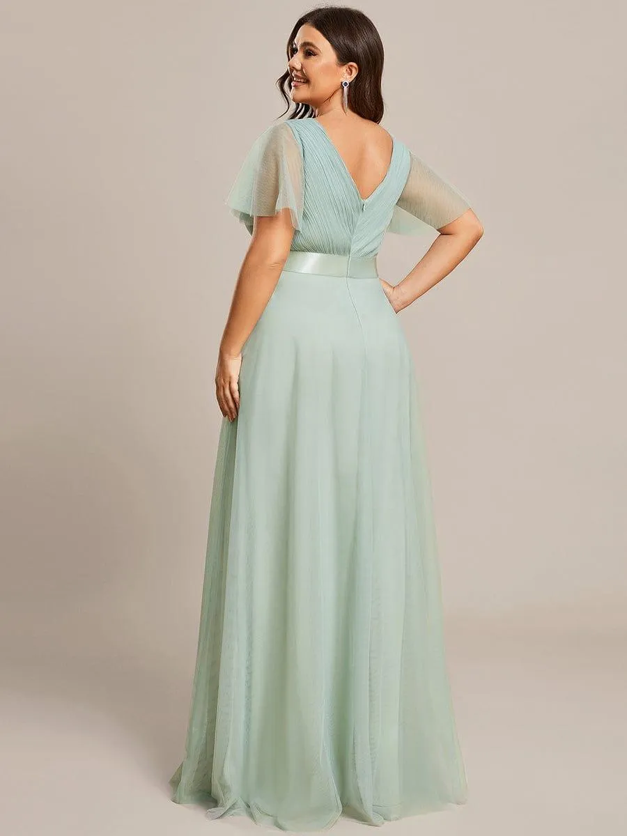 Robe de soirée grande taille pour femmes avec manches courtes