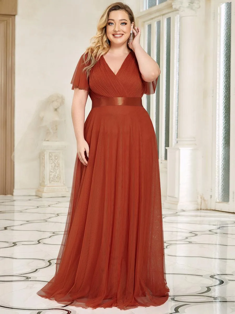 Robe de soirée grande taille pour femmes avec manches courtes