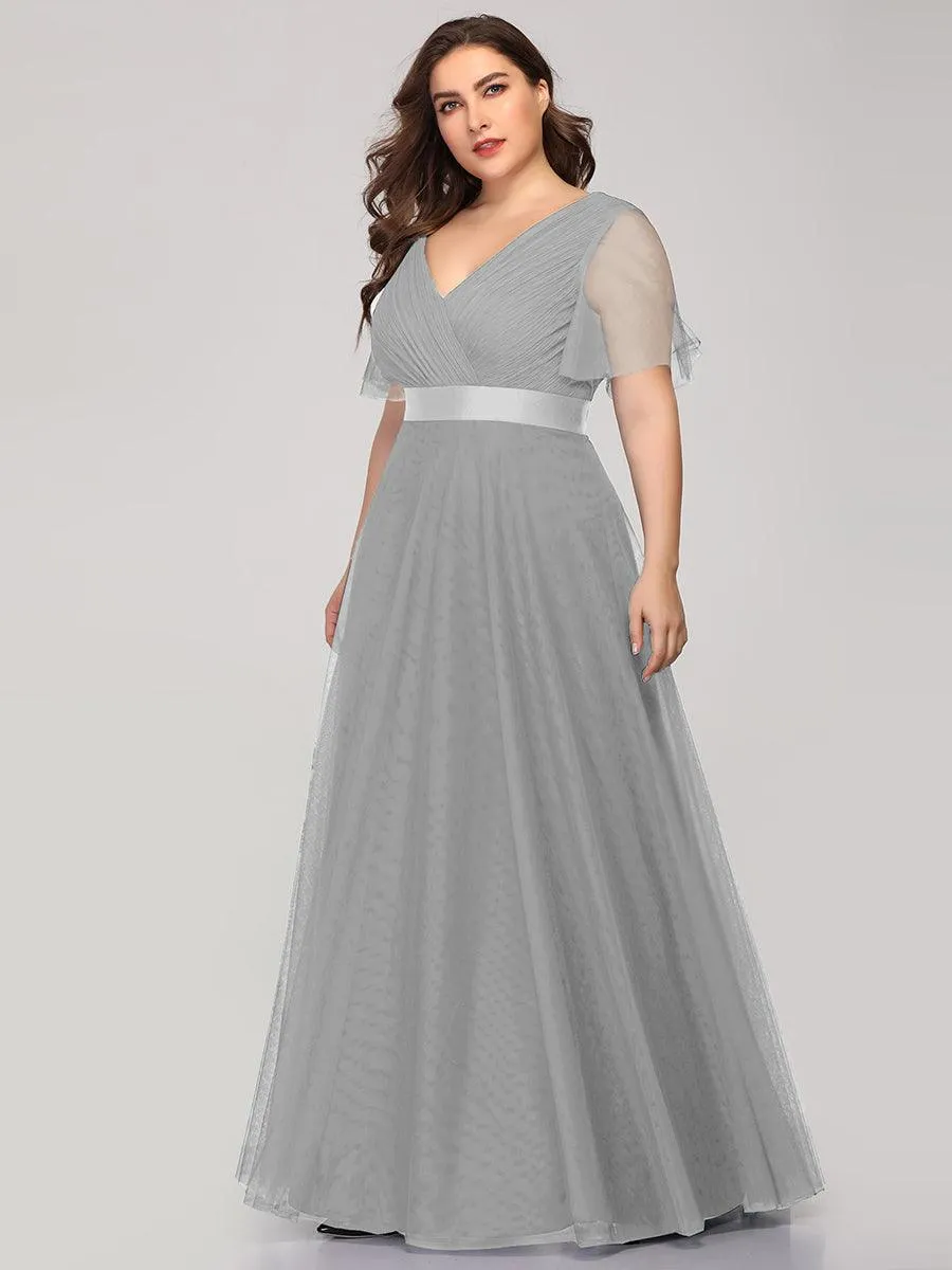 Robe de soirée grande taille pour femmes avec manches courtes