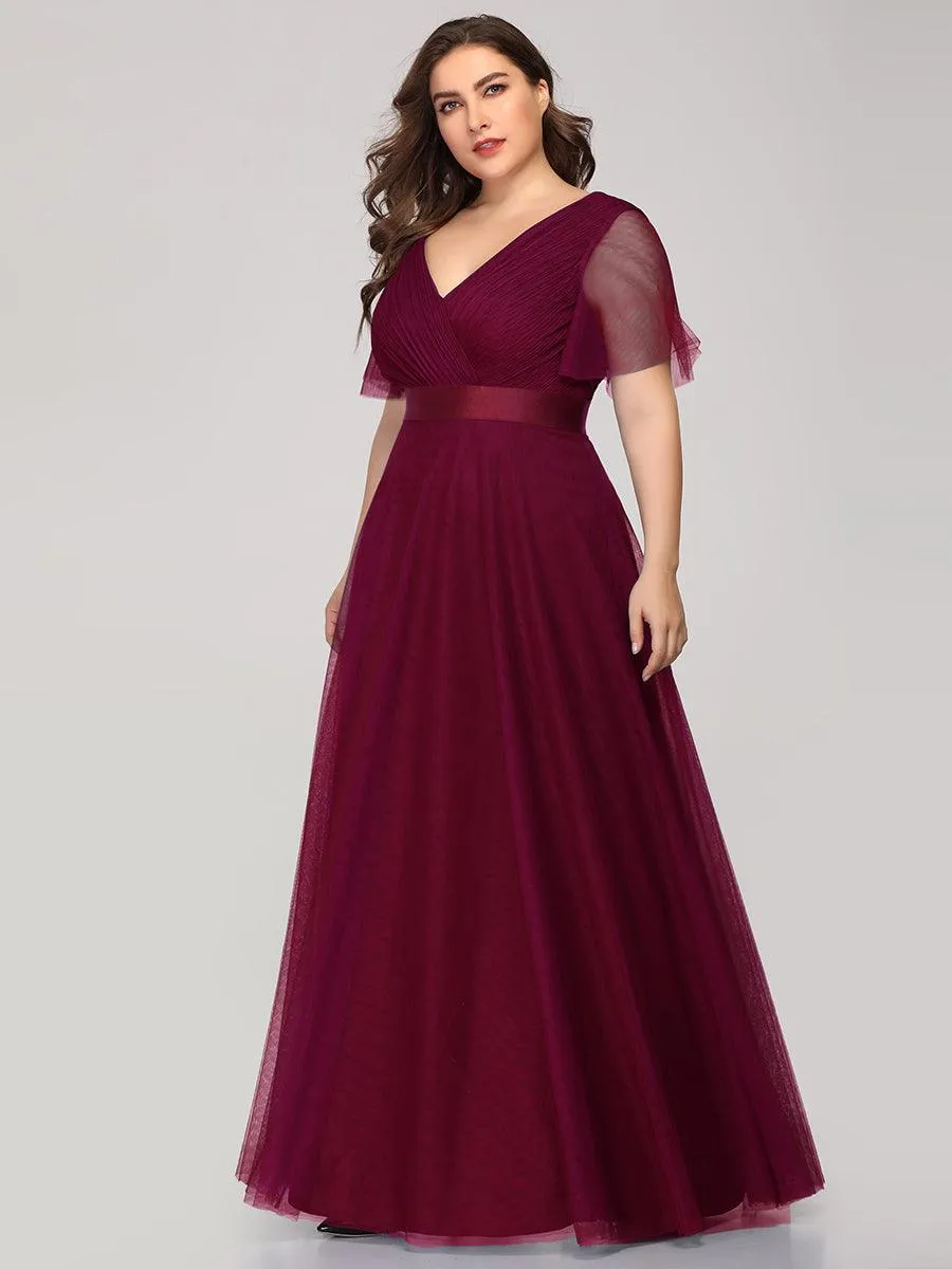 Robe de soirée grande taille pour femmes avec manches courtes