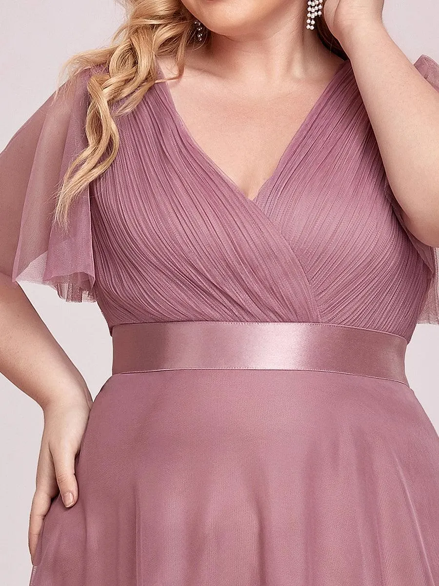 Robe de soirée grande taille pour femmes avec manches courtes