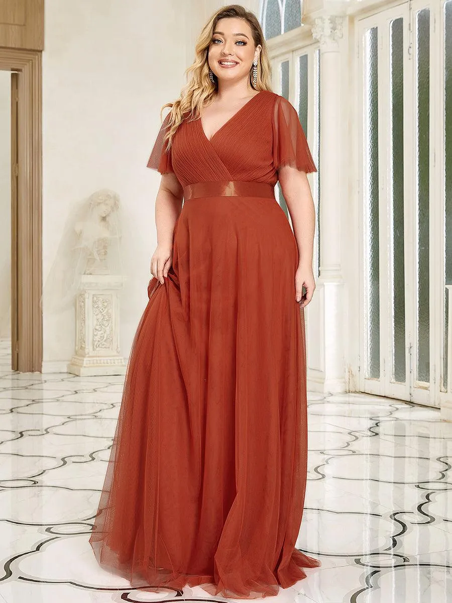 Robe de soirée grande taille pour femmes avec manches courtes