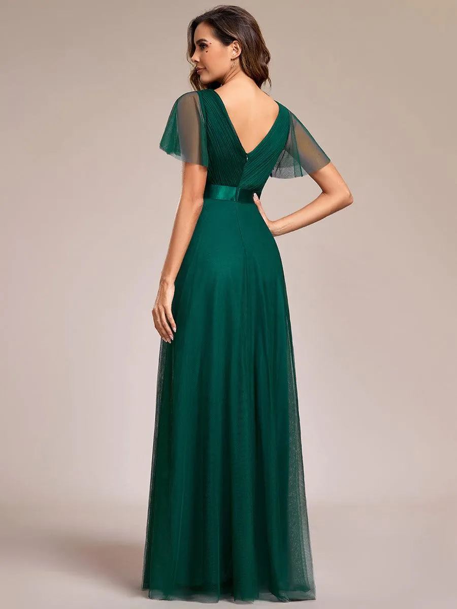 Robe de Soirée à manches courtes et à double col V pour femmes