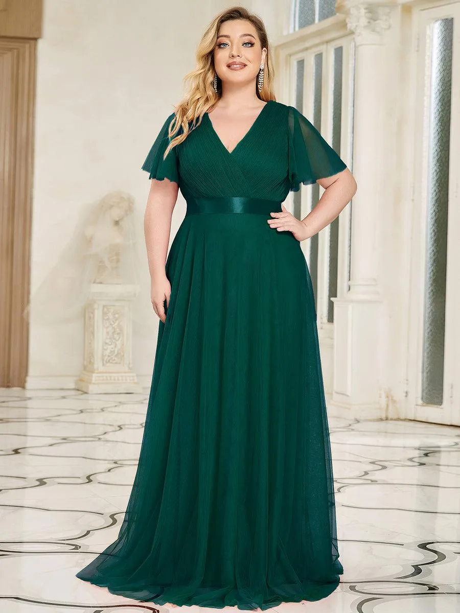 Robe de Soirée à manches courtes et à double col V pour femmes