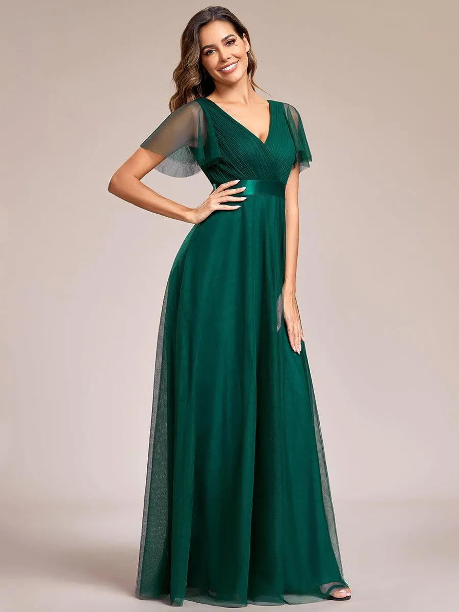 Robe de Soirée à manches courtes et à double col V pour femmes
