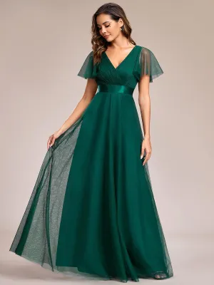 Robe de Soirée à manches courtes et à double col V pour femmes