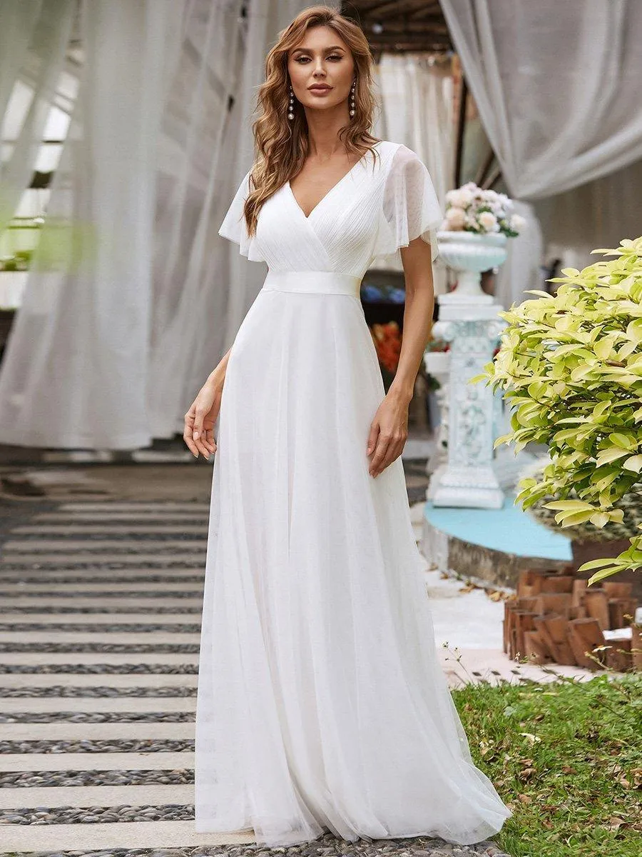 Robe de Soirée à manches courtes et à double col V pour femmes