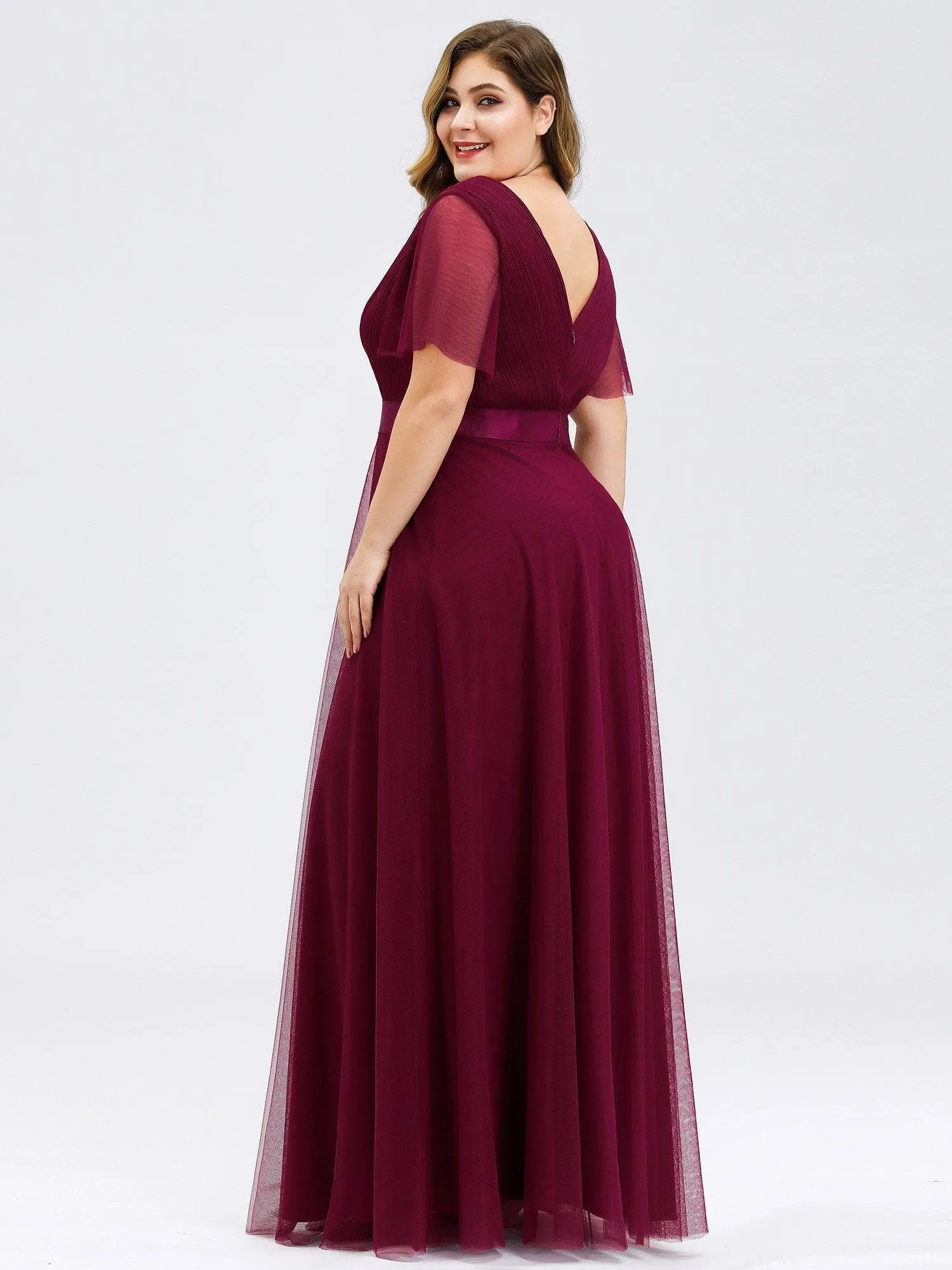 Robe de Soirée à manches courtes et à double col V pour femmes