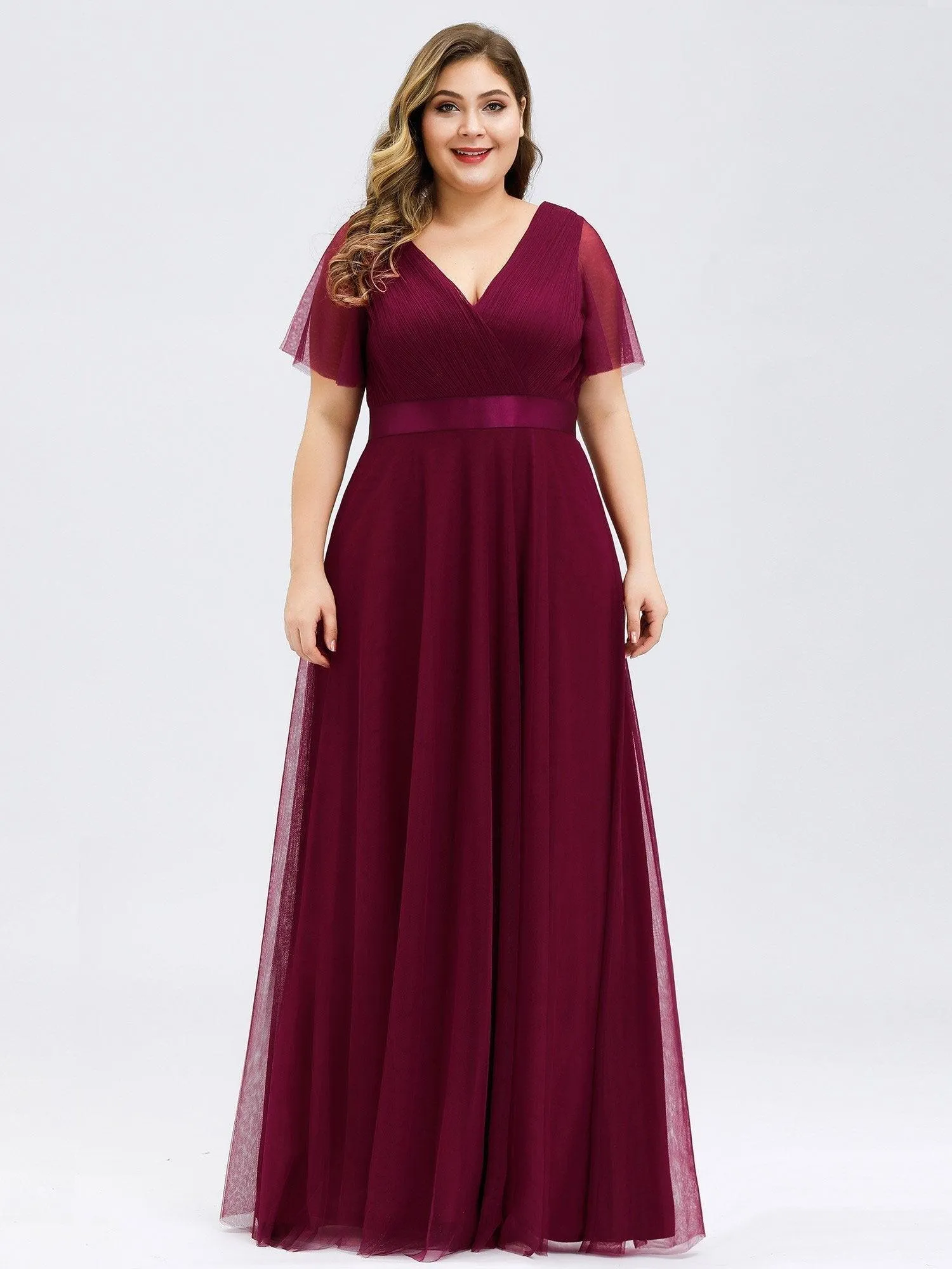 Robe de Soirée à manches courtes et à double col V pour femmes