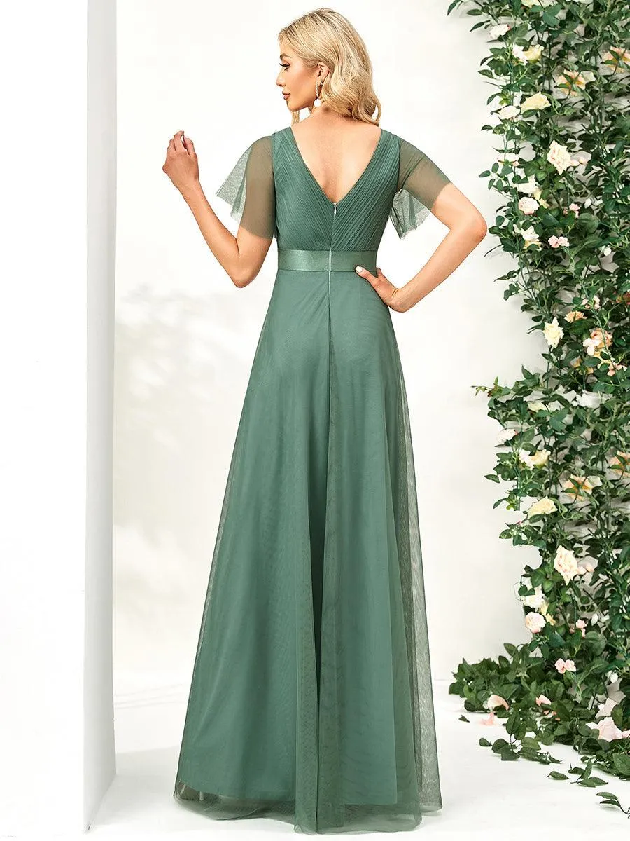 Robe de Soirée à manches courtes et à double col V pour femmes