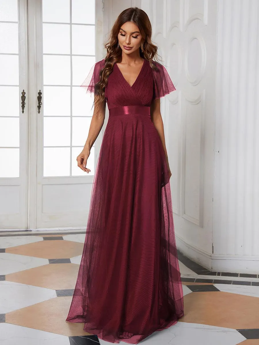 Robe de Soirée à manches courtes et à double col V pour femmes