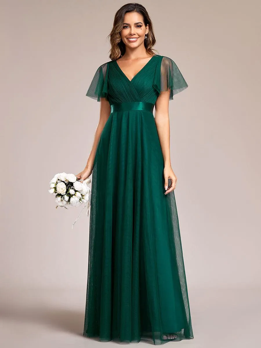 Robe de Soirée à manches courtes et à double col V pour femmes