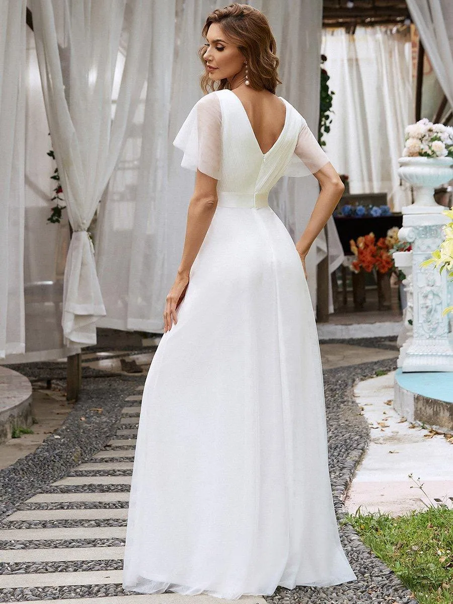 Robe de Soirée à manches courtes et à double col V pour femmes