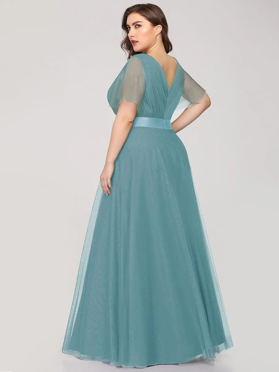 Robe de Soirée à manches courtes et à double col V pour femmes