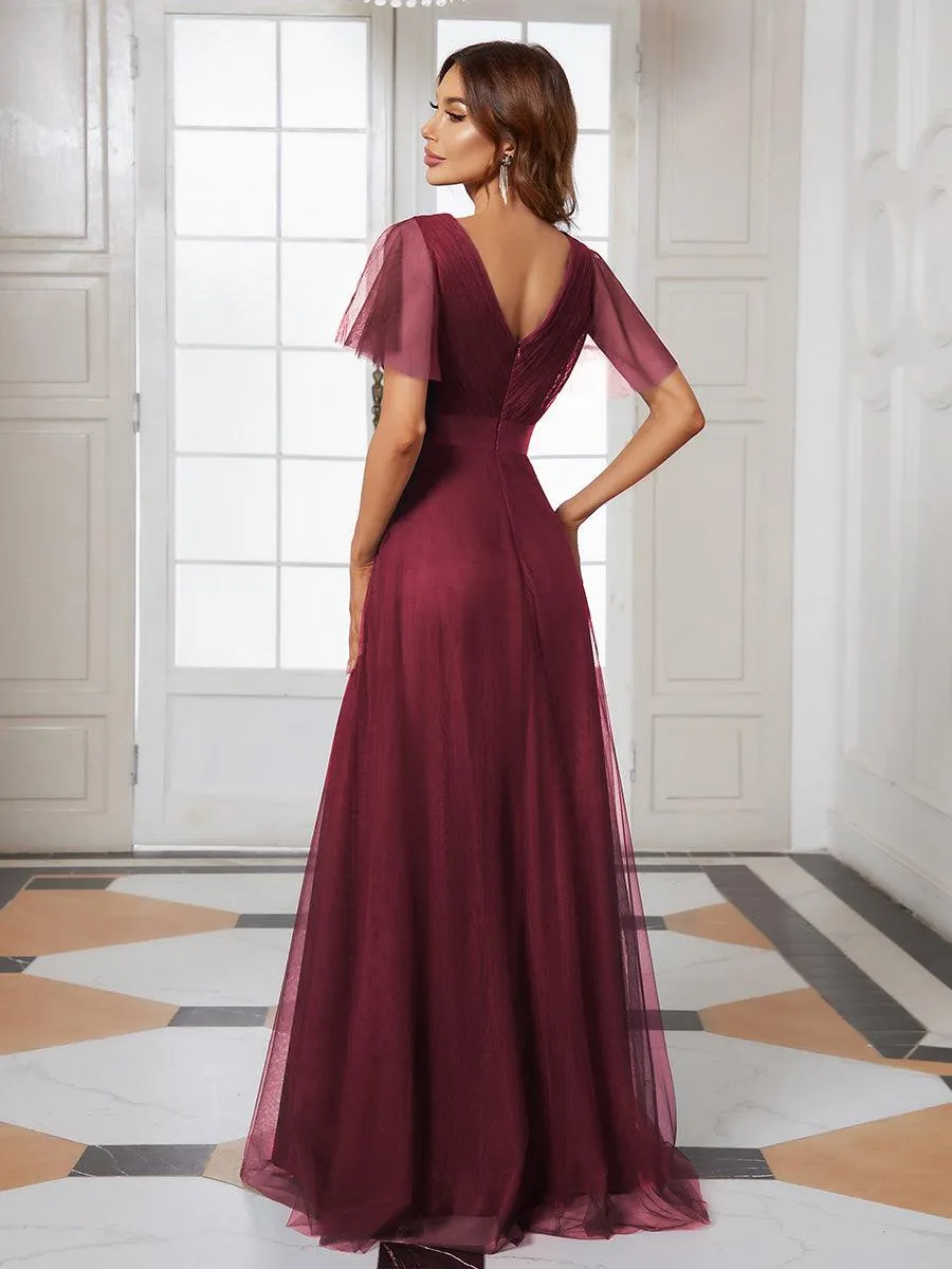 Robe de Soirée à manches courtes et à double col V pour femmes
