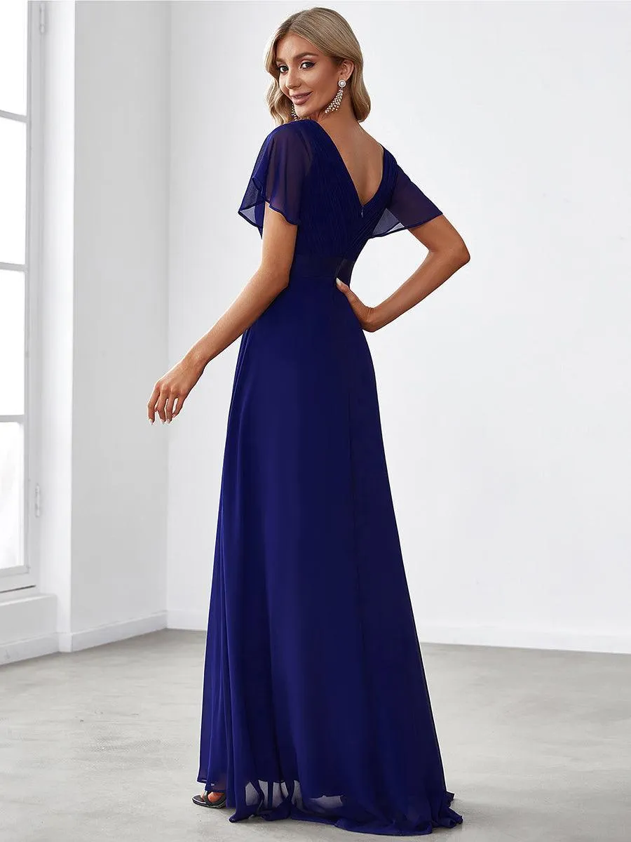 Robe mariage invitée fluide élégante en mousseline à taille haute