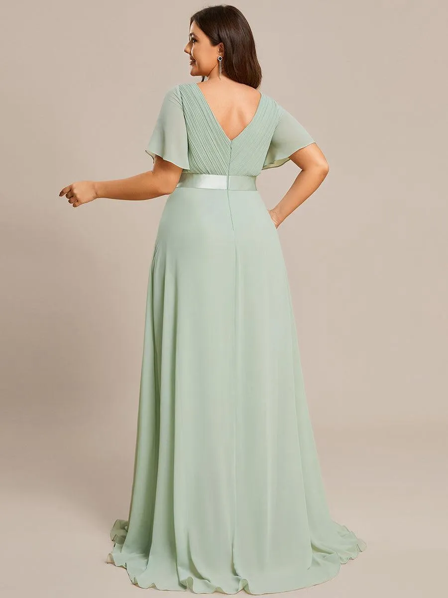 Robe mariage invitée fluide élégante en mousseline à taille haute