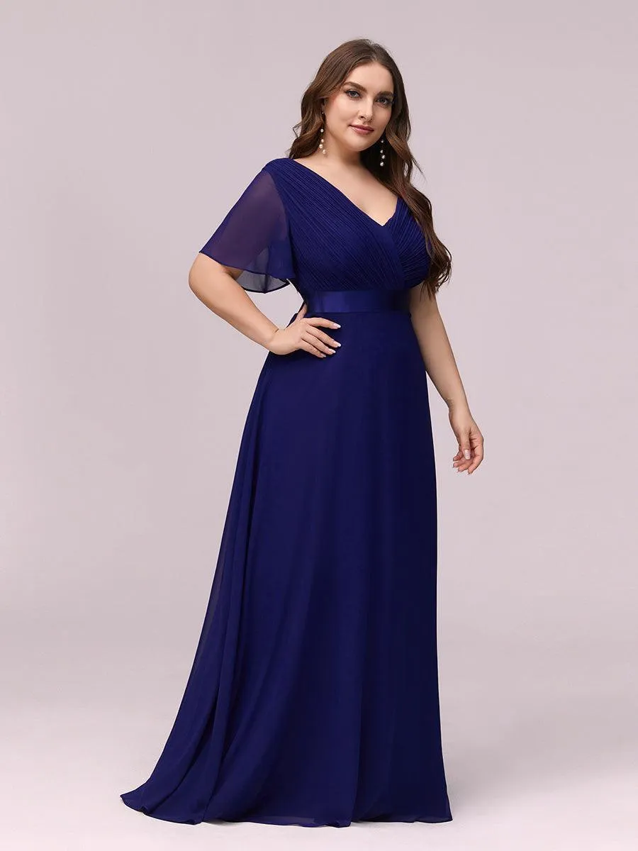 Robe mariage invitée fluide élégante en mousseline à taille haute