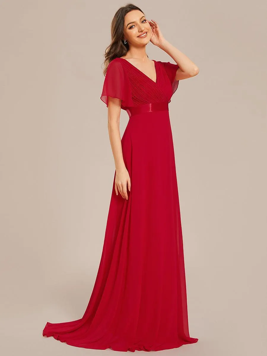 Robe mariage invitée fluide élégante en mousseline à taille haute