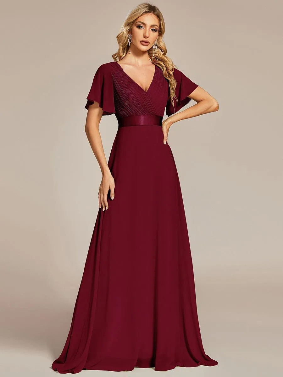 Robe mariage invitée fluide élégante en mousseline à taille haute