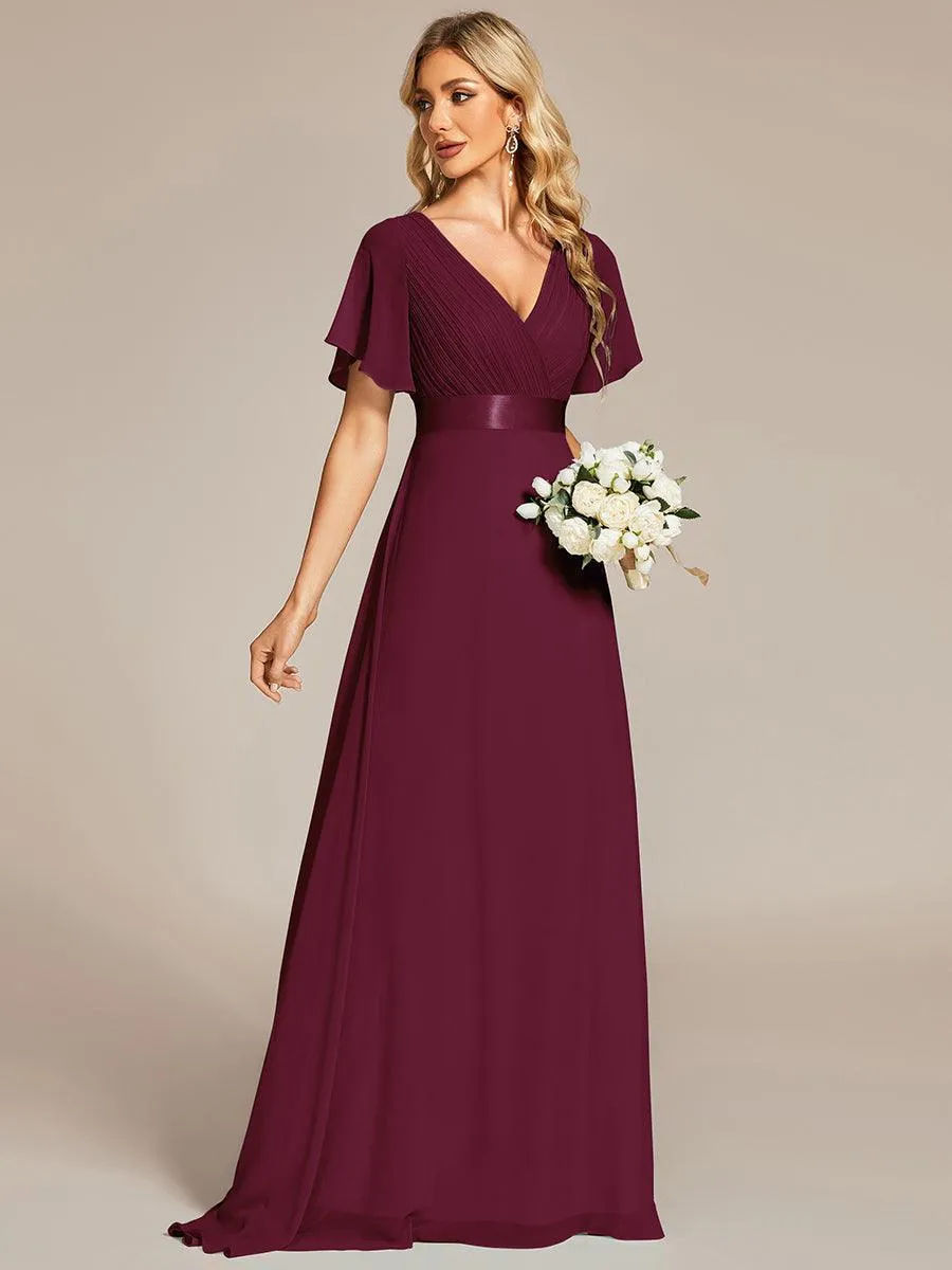 Robe mariage invitée fluide élégante en mousseline à taille haute