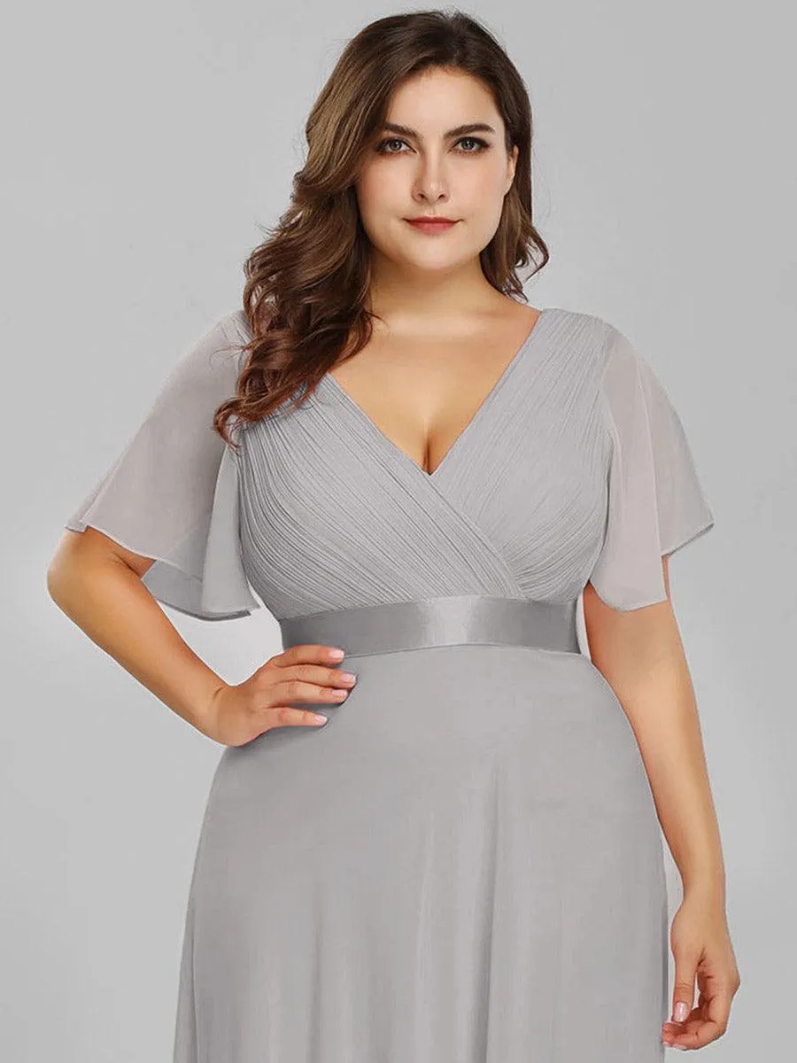 Robe mariage invitée fluide élégante en mousseline à taille haute