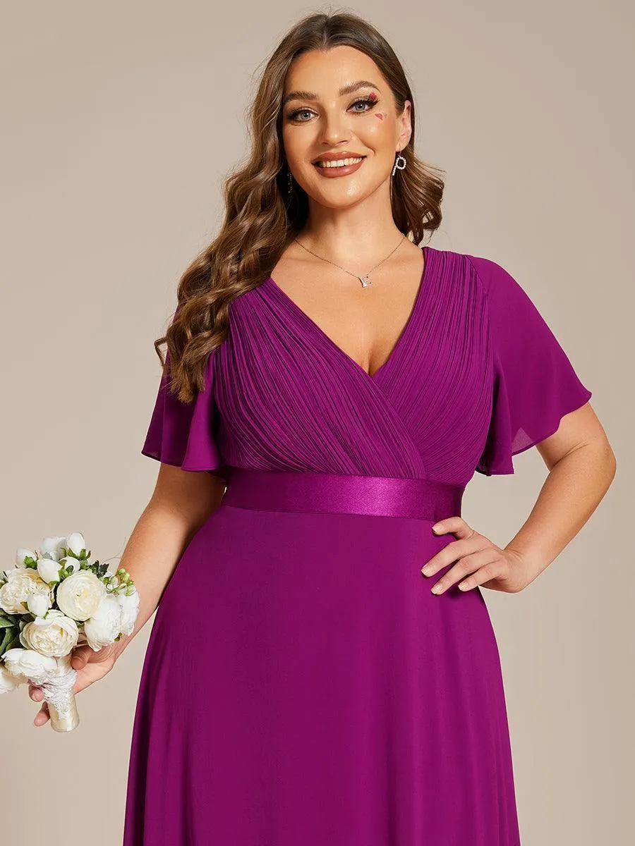 Robe mariage invitée fluide élégante en mousseline à taille haute