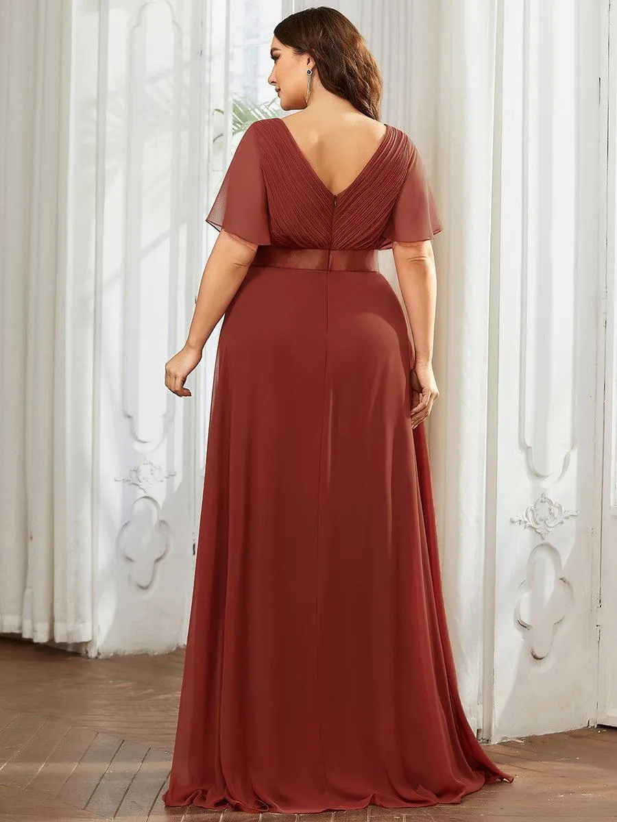 Robe mariage invitée fluide élégante en mousseline à taille haute