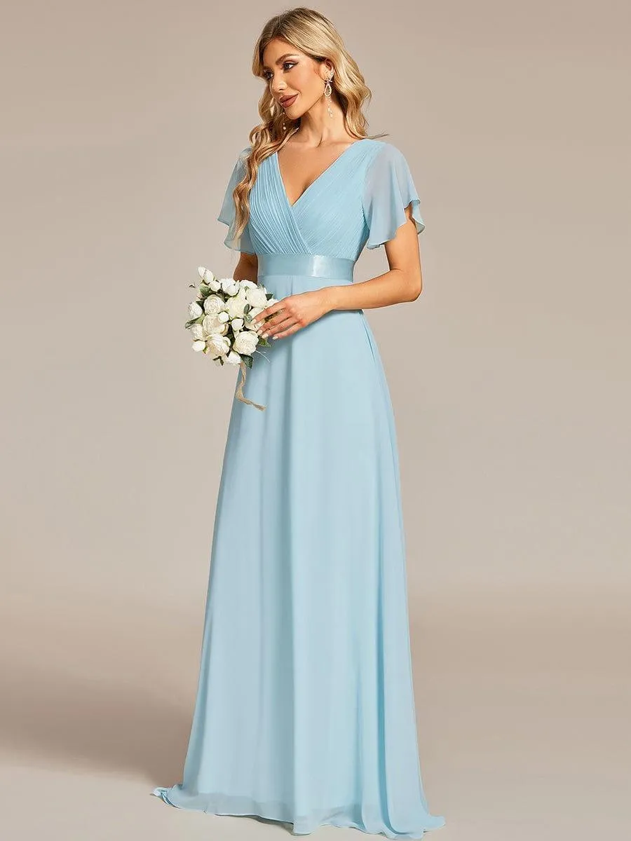Robe mariage invitée fluide élégante en mousseline à taille haute