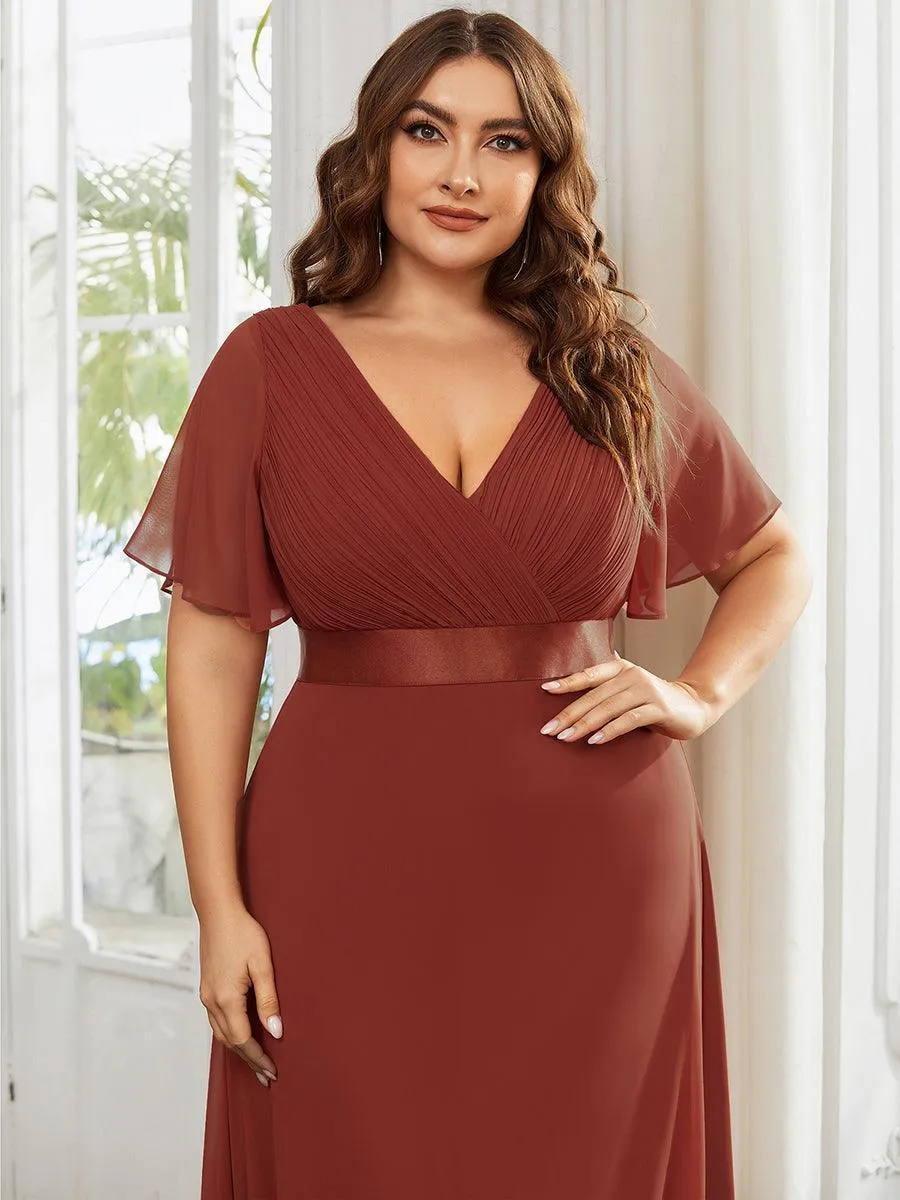 Robe mariage invitée fluide élégante en mousseline à taille haute