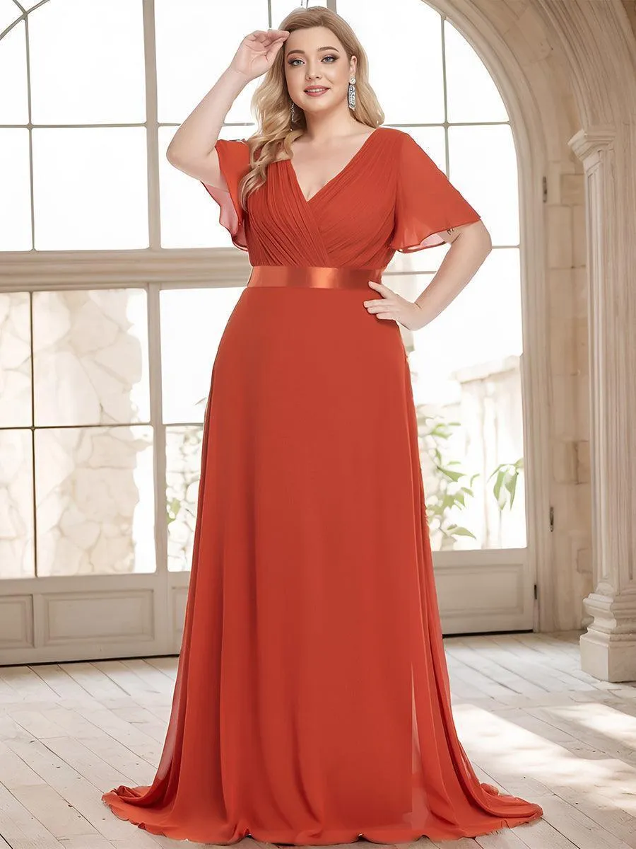 Robe mariage invitée fluide élégante en mousseline à taille haute