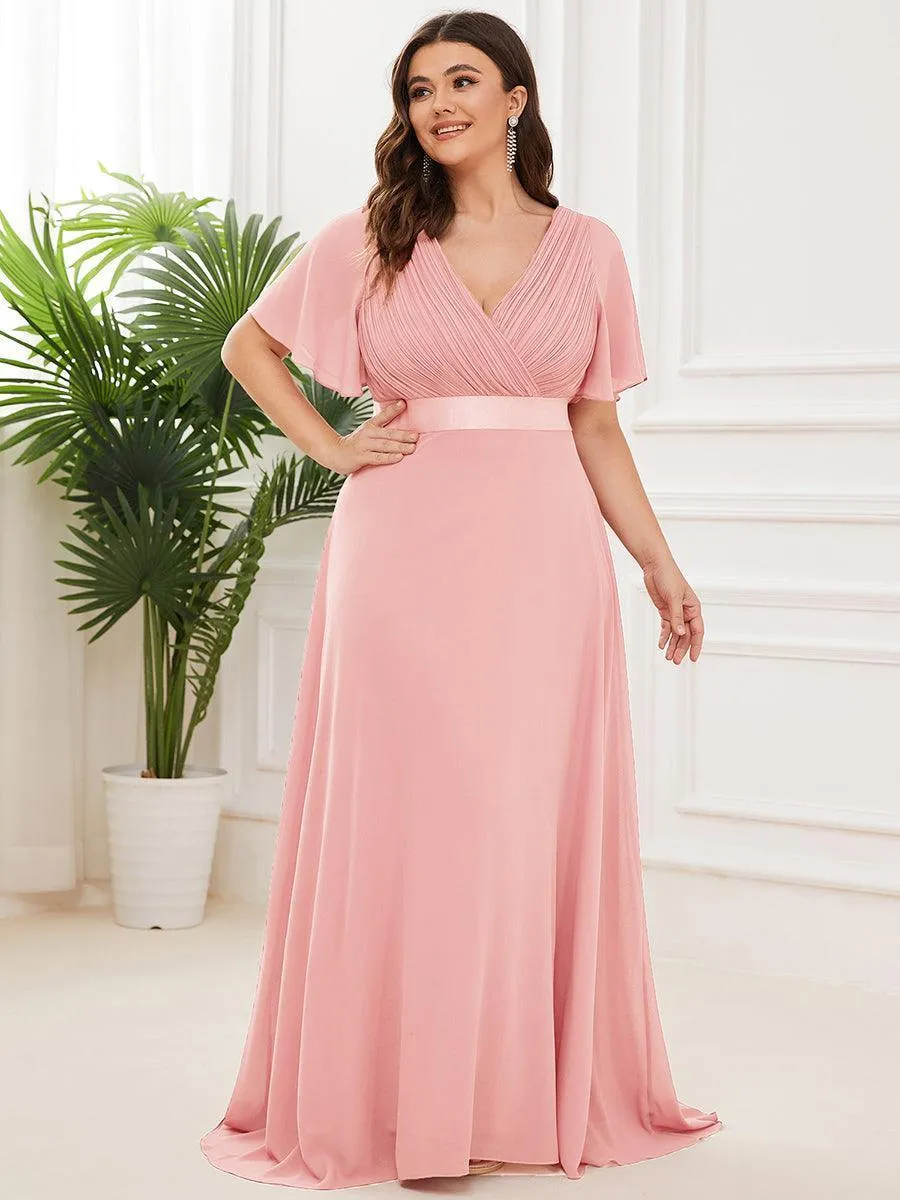 Robe mariage invitée fluide élégante en mousseline à taille haute