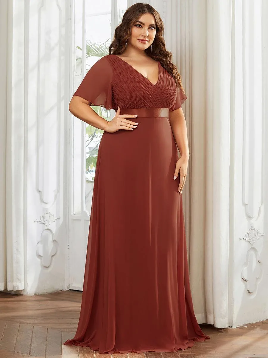 Robe mariage invitée fluide élégante en mousseline à taille haute