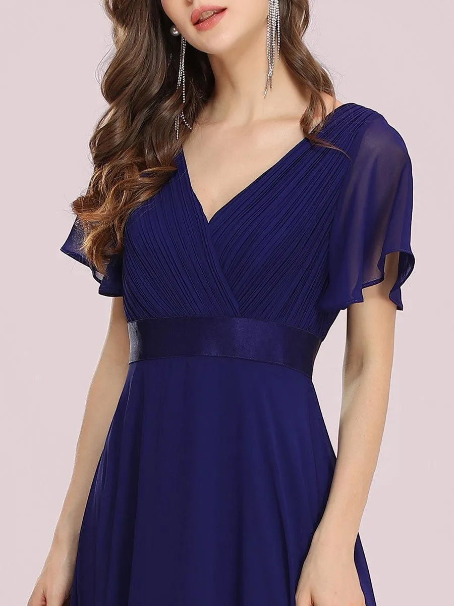 Robe mariage invitée fluide élégante en mousseline à taille haute