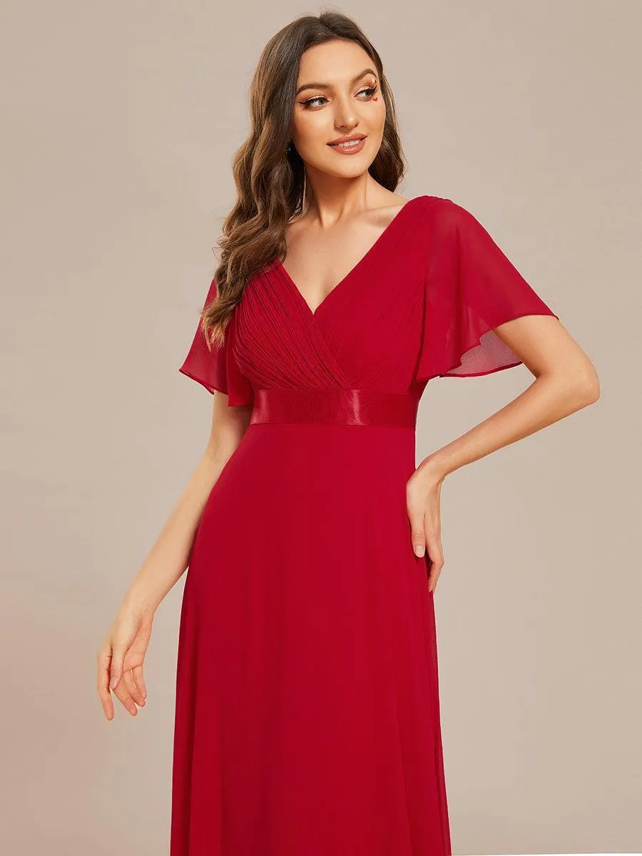 Robe mariage invitée fluide élégante en mousseline à taille haute