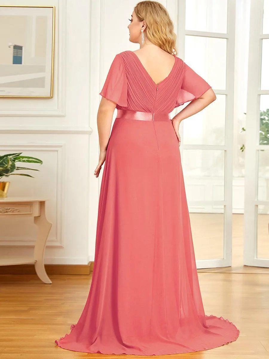 Robe mariage invitée fluide élégante en mousseline à taille haute